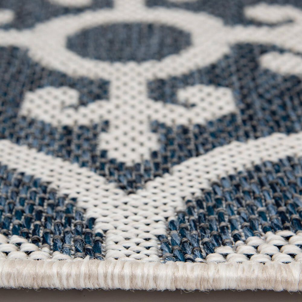 Central Oriental New Zealand Need 5&#39;3&quot; x 7&#39;7&quot; Cobalt and Ecru Area Rug, , large