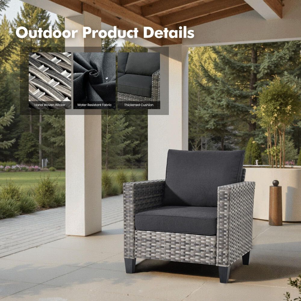 HOMLUX 10-Piece Conversation Patio Set in Black, , large