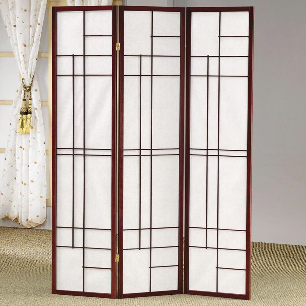 Pacific Landing 3-Panel Folding Floor Screen in Brown Red, , large