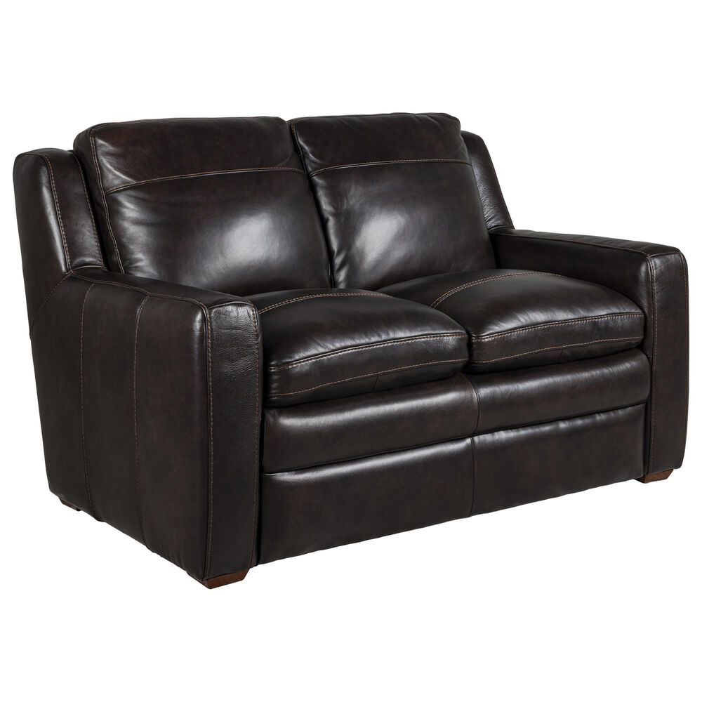 Bordeaux &amp; Co Stationary Leather Loveseat in Berlin Dark Brown, , large