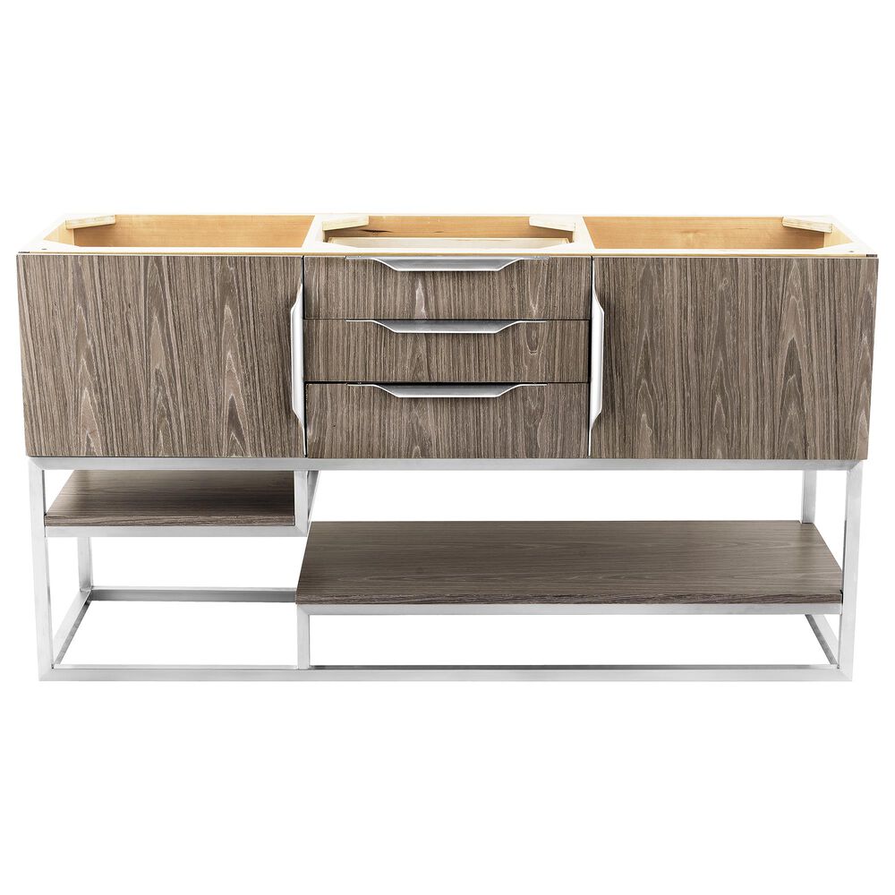 James Martin Columbia 59" Double Bathroom Vanity Cabinet in Ash Gray and Brushed Nickel, , large