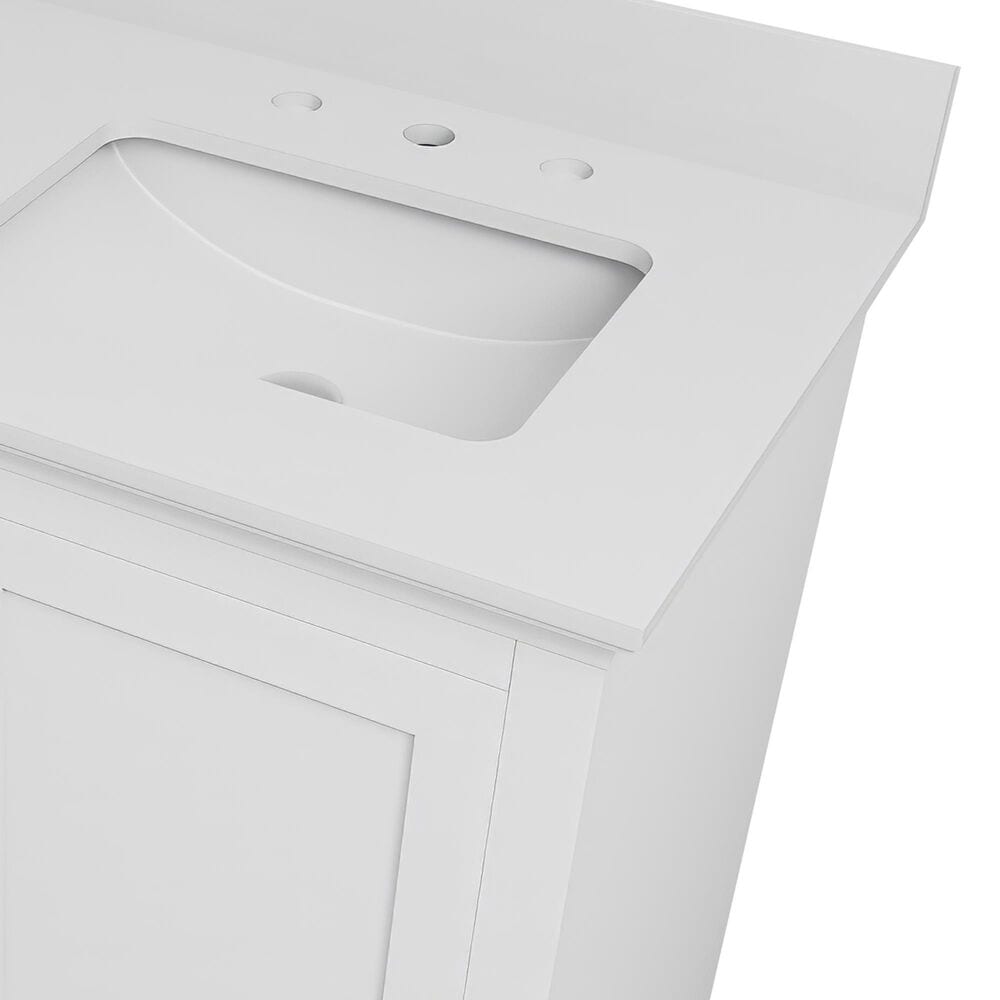 Lexora Home Dukes 48" Double Bathroom Vanity in White with 2 cm White Quartz Top and Rectangular Sinks, , large