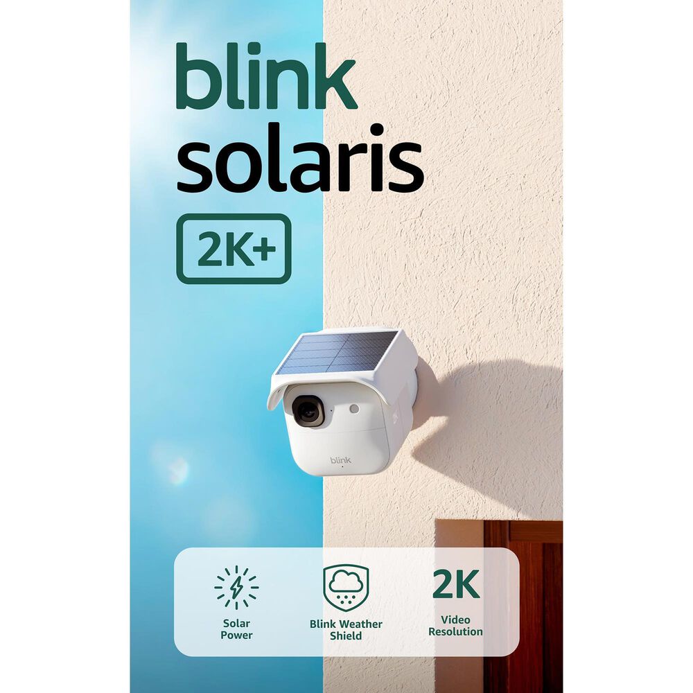 Blink Solaris 2K+ Solar-Powered Security Camera System in White, , large