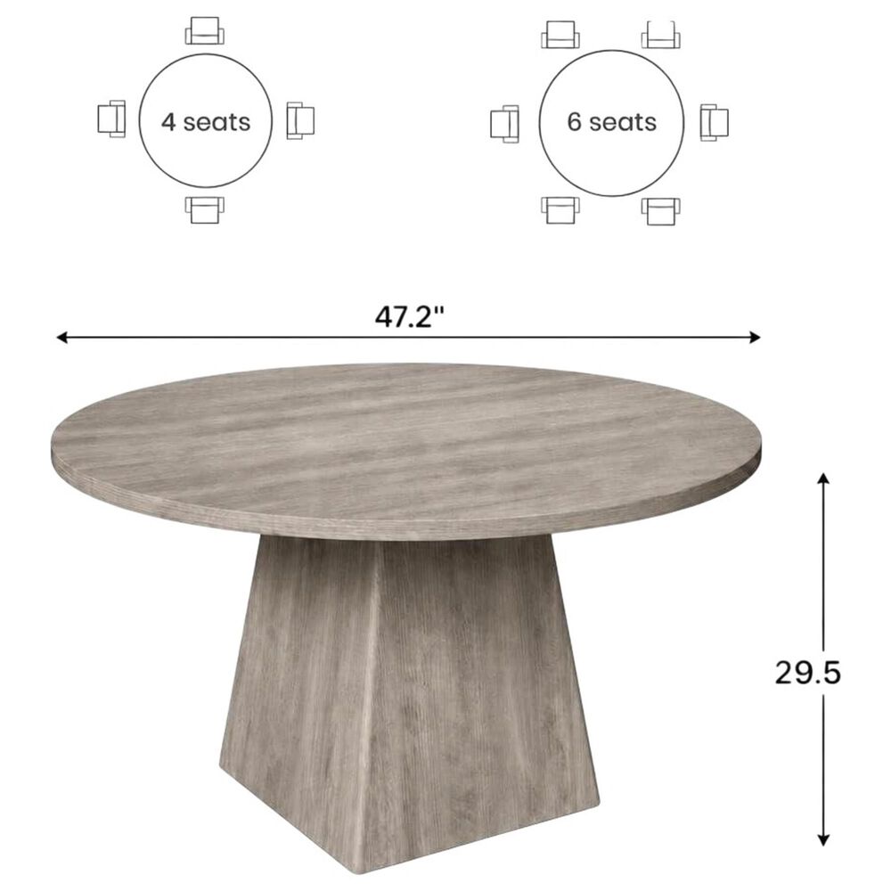 GARVEE 47" Round Dining Table with Pedestal Base in Gray - Table Only, , large