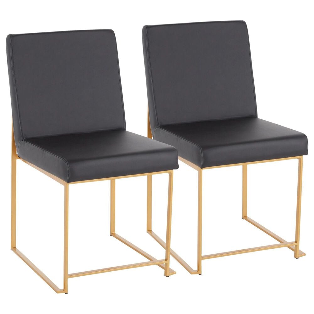 Lumisource Fuji Side Chair with Black Cushion in Gold (Set of 2), , large