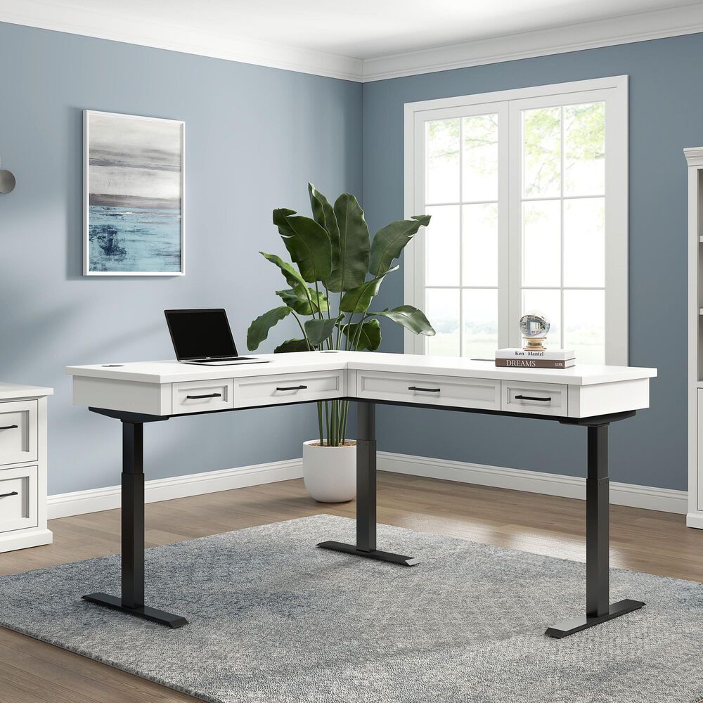 Wycliff Bay Lift Top L-Desk in White