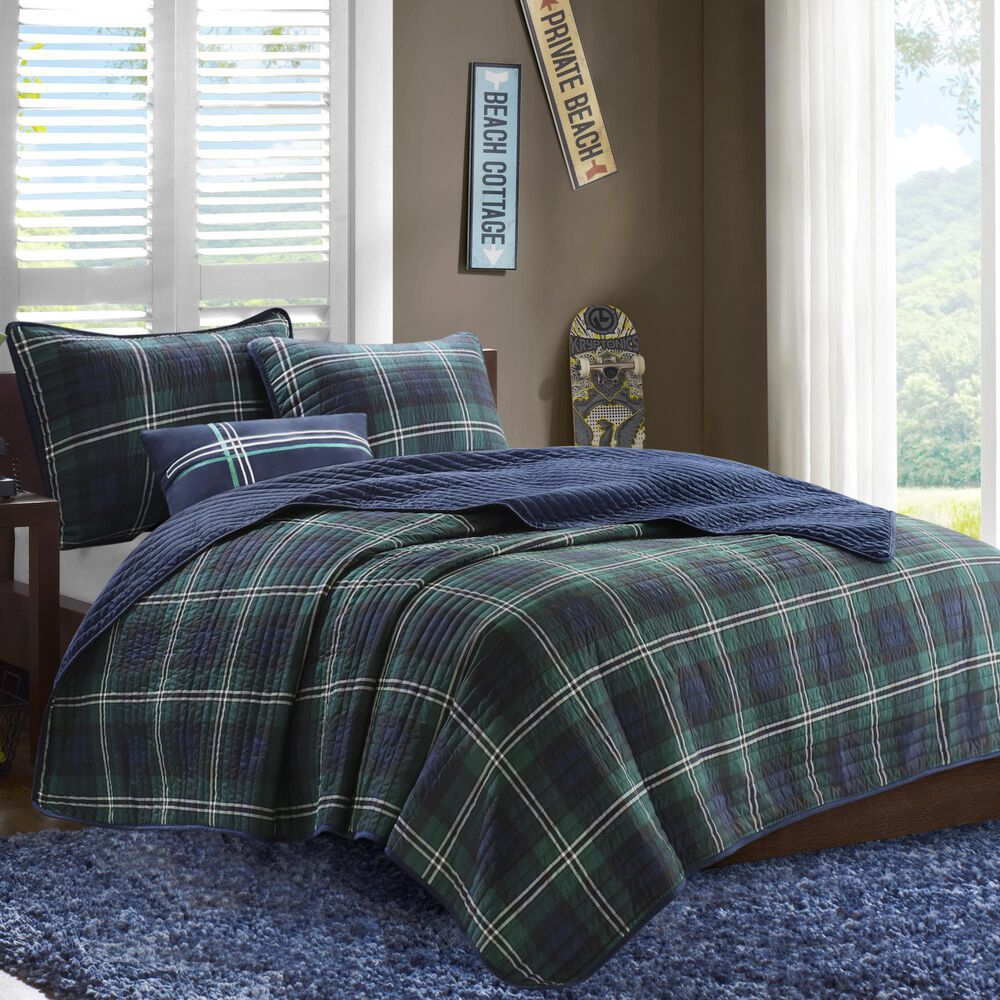 Hampton Park Brody 3-Piece Twin/Twin XL Quilt Set in Blue, Green and White, , large