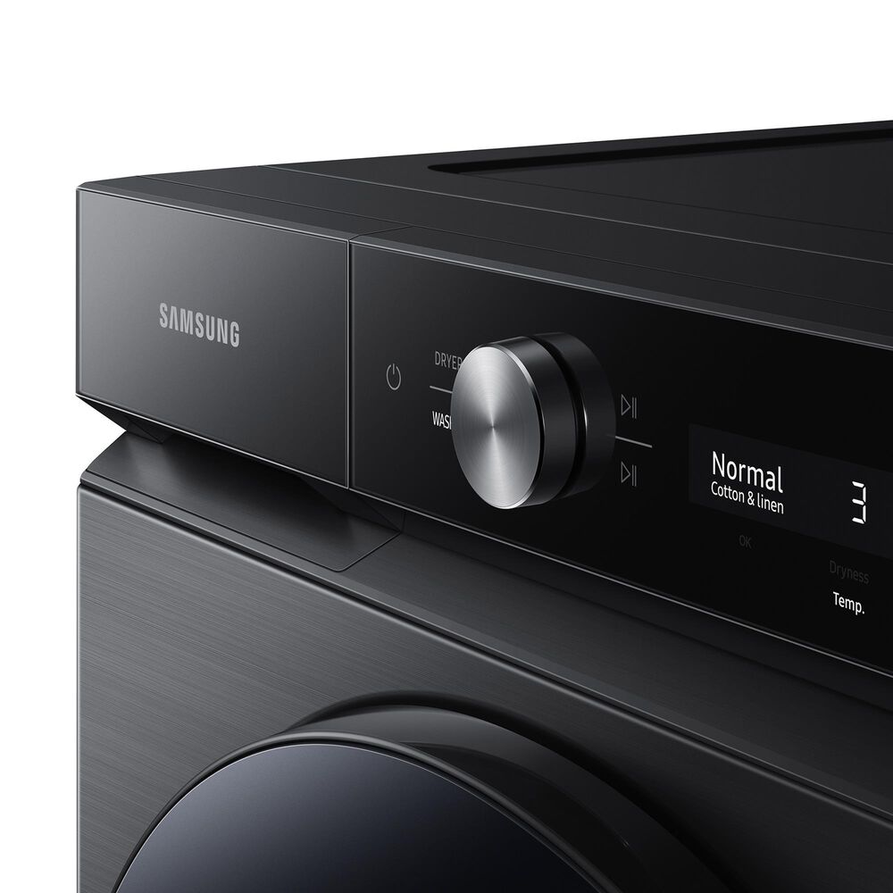 Samsung Bespoke 5.3 Cu. Ft. Front Load Washer and 7.6 Cu. Ft. Electric Dryer Laundry Pair with Stacking Kit in Brushed Black, , large