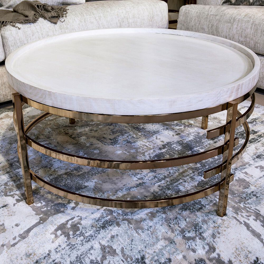 Signature Design by Ashley Montiflyn Coffee Table in White and Gold Tone, , large