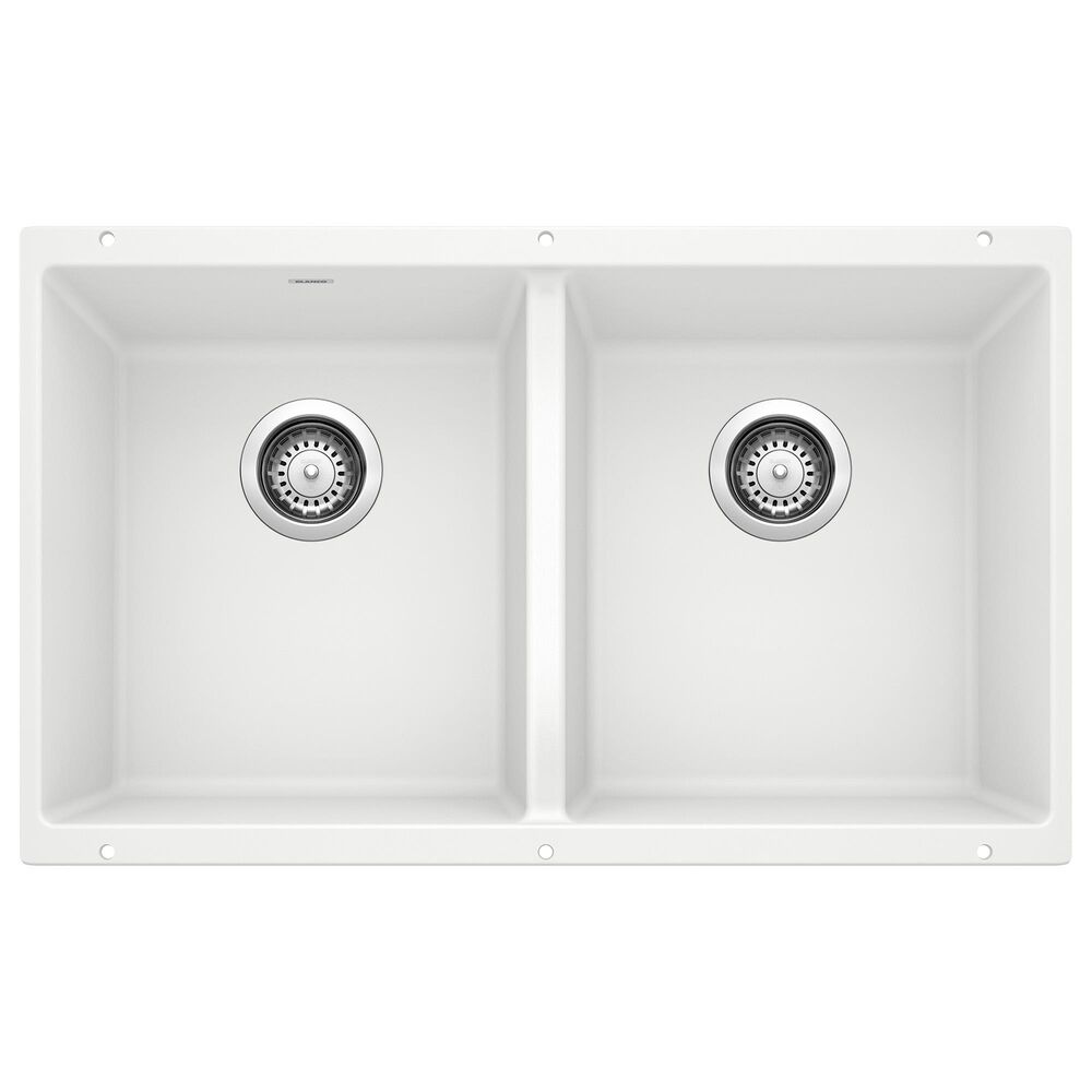 Blanco Precis 30" Equal Double Bowl Kitchen Sink in White, , large