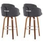 LumiSource Dahlia Swivel Bar Stool with Grey Upholstery in Walnut and Chrome (Set of 2), , large