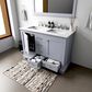 Lexora Home Dukes 48" Double Bathroom Vanity in Dark Grey with 2 cm White Carrara Marble Top and Rectangular Sinks, , large