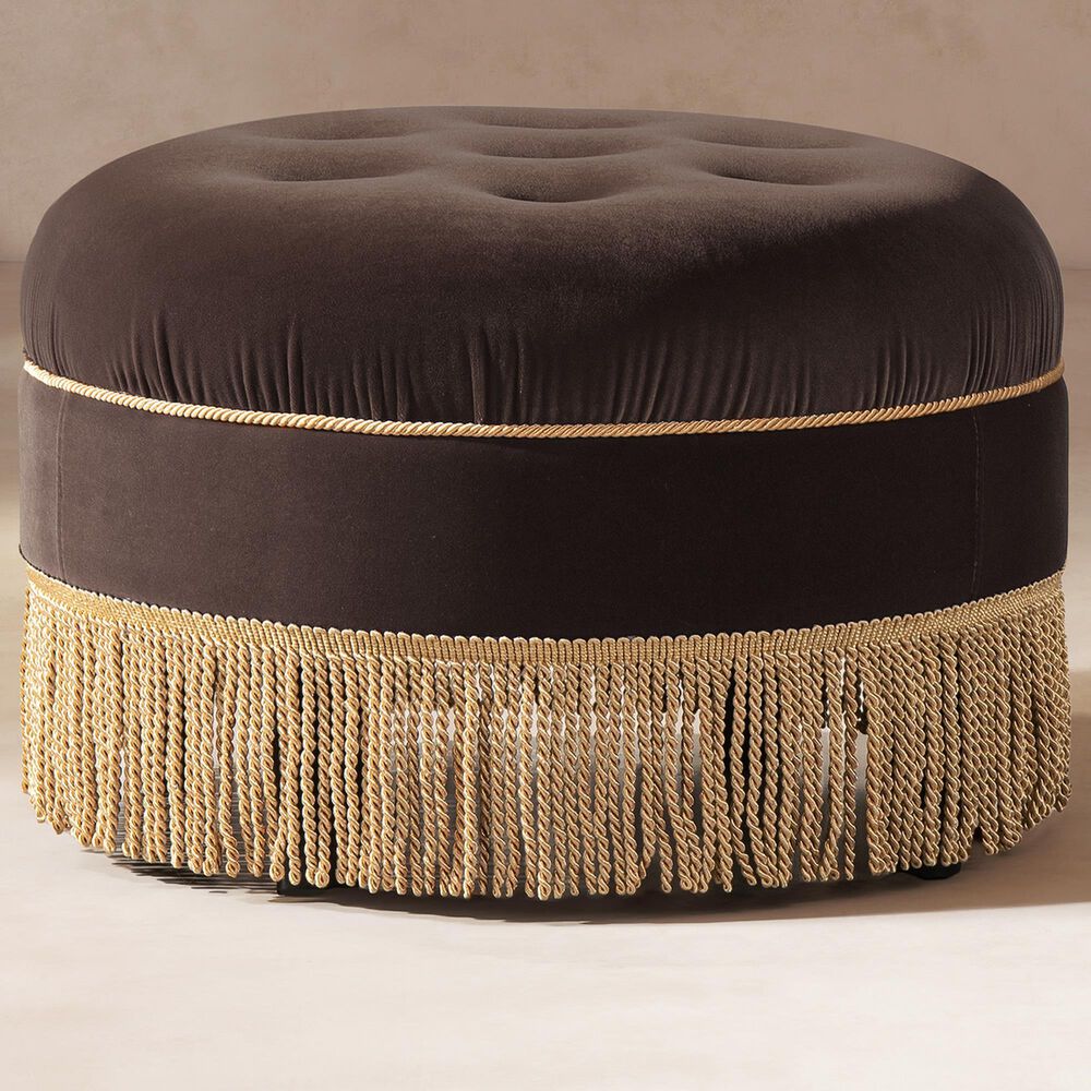 Jennifer Taylor Home Yolanda Standard Ottoman in Deep Brown and Gold, , large