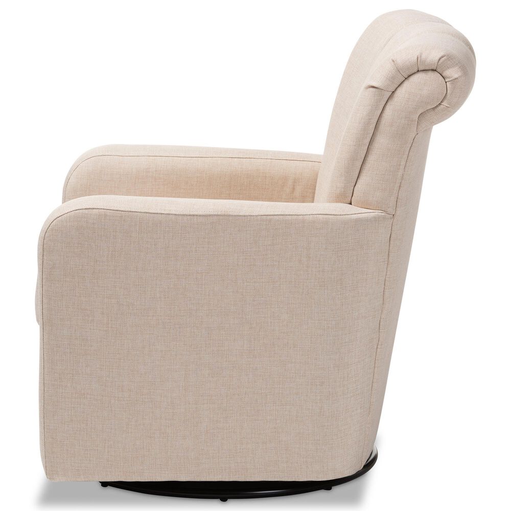 Baxton Studio Rayner Swivel Chair in Beige, , large