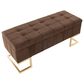 LumiSource Midas Storage Bench with Brown Velvet Cushion in Gold, , large