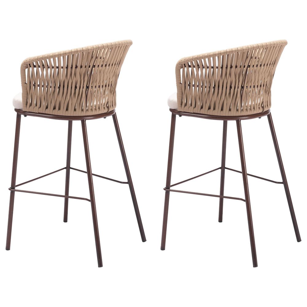 Zuo Modern Freycinet Patio Barstool with Natural Frame in Gray (Set of 2), , large