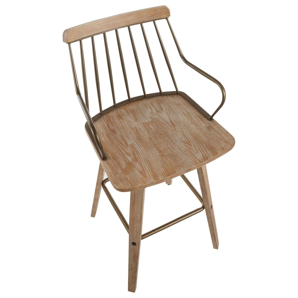 LumiSource Preston Swivel Counter Stool in Whitewashed and Antique Copper, , large