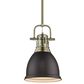 Golden Lighting Duncan 1-Light Small Pendant with Rod and Rubbed Bronze Shade in Aged Brass, , large