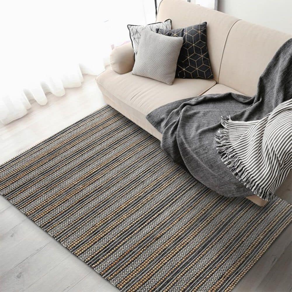 L&amp;R Resources Earth 7&#39;9&quot; x 9&#39;9&quot; Black, White and Tan Area Rug, , large