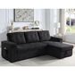 HOMLUX 95"W Reversible Sleeper Sectional Sofa with Storage Chaise, Cup Holders, USB, in Black, , large