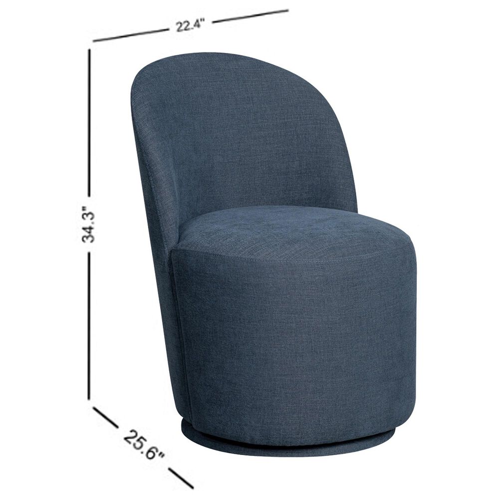 Hawthorne Furniture Upholstered Curved Back Swivel Side Chair in Denim Blue, , large