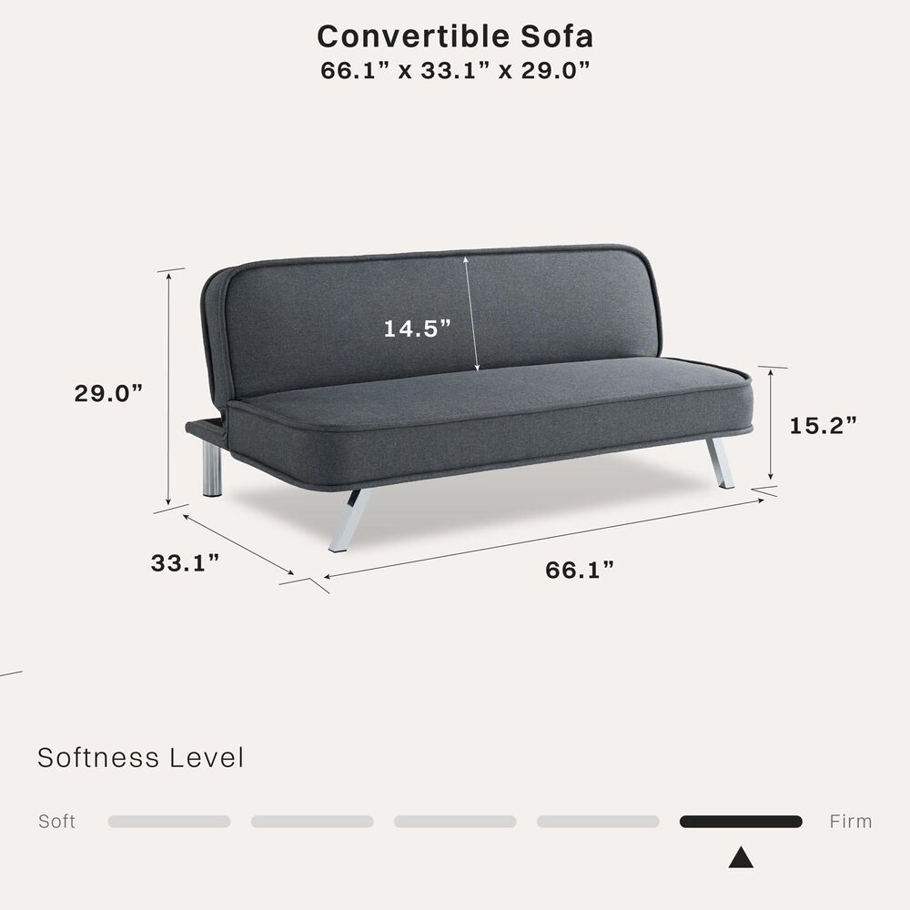 Lifestyle Solutions Toni Convertible Sofa in Charcoal, , large