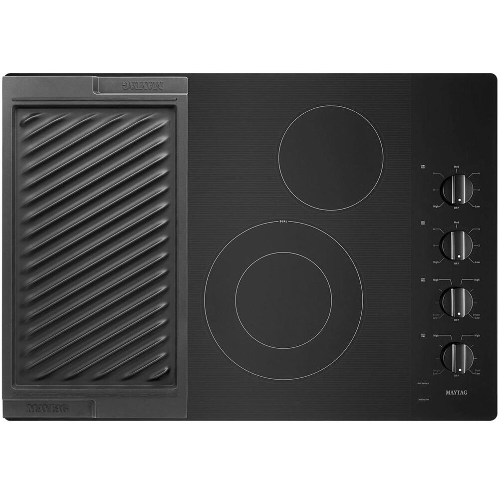Maytag 30&quot; Electric Cooktop with Reversible Grill and Griddle in Black, , large