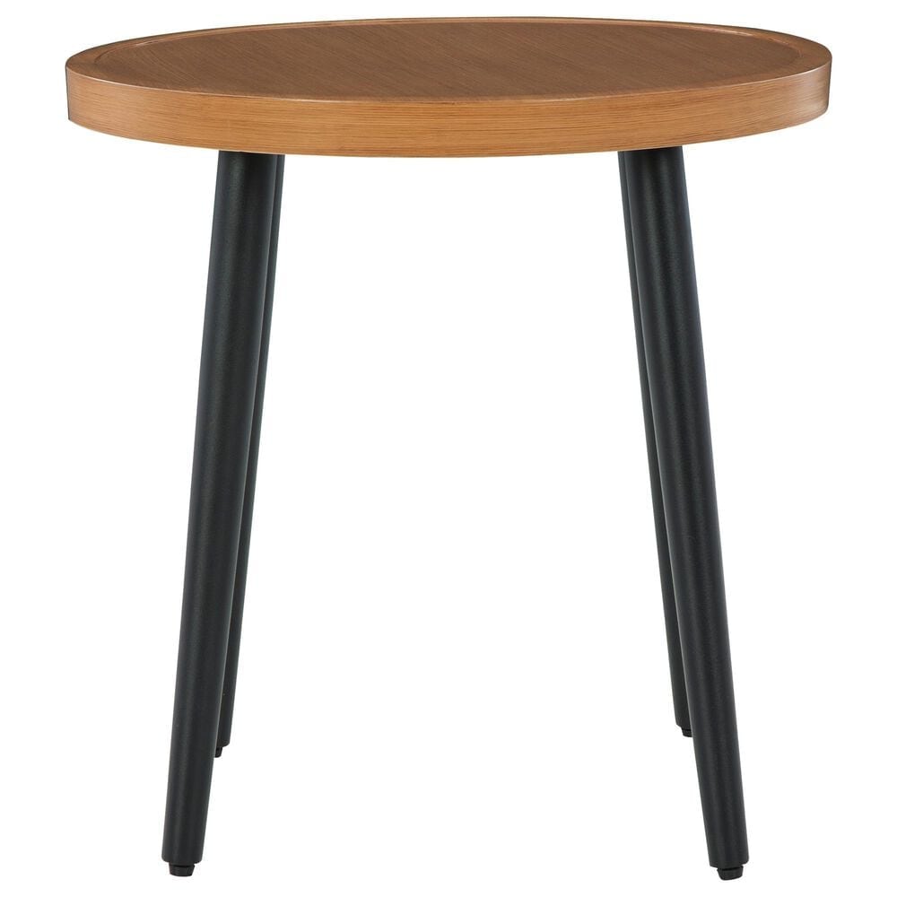 Ashley Horizon Hall Patio Round End Table in Brown and Black, , large