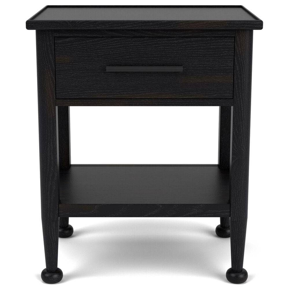 Riverside Furniture Calhoun 1-Drawer Nightstand in Ebony Whiskey Oak with USB Ports, , large