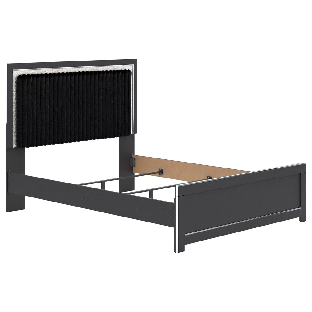 Ashley Zuraleus Queen Upholstered Panel Bed in Matte Black and Chrome, , large