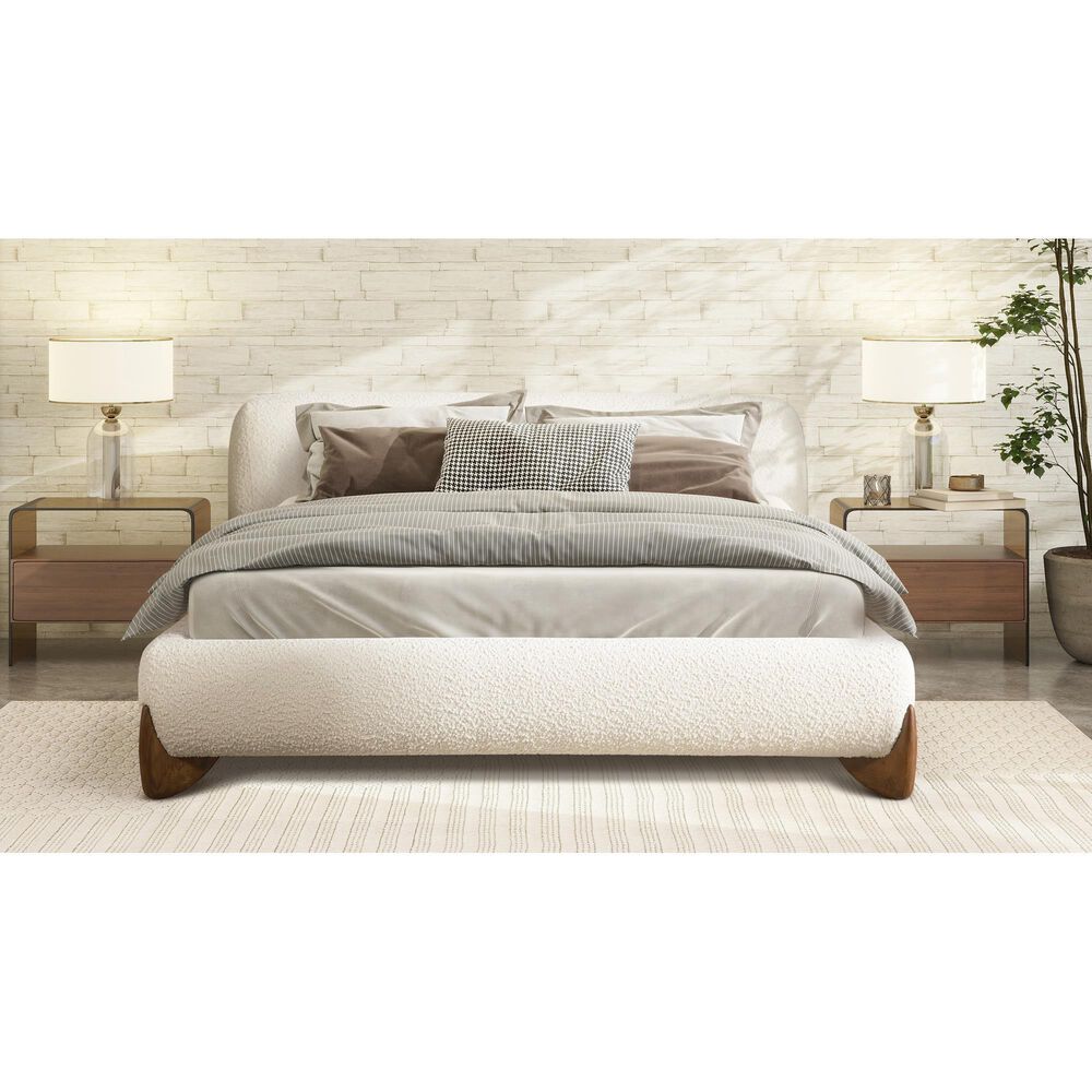 Jennifer Taylor Home Alpine Puffy Modern Queen Platform Bed in Ivory White, , large