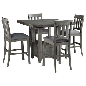 Signature Design by Ashley Hallanden 5-Piece Counter Height Dining Set in Antiqued Gray, , large