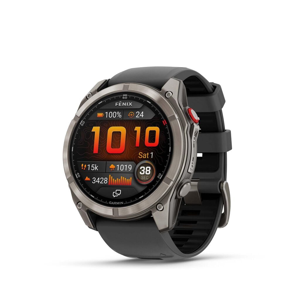 Garmin Fenix 8 Pro Sapphire AMOLED Smartwatch 51mm Titanium Case with Graphite Black Silicone Band, , large