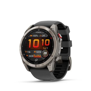 Garmin Fenix 8 Pro Sapphire AMOLED Smartwatch 51mm Titanium Case with Graphite Black Silicone Band, , large