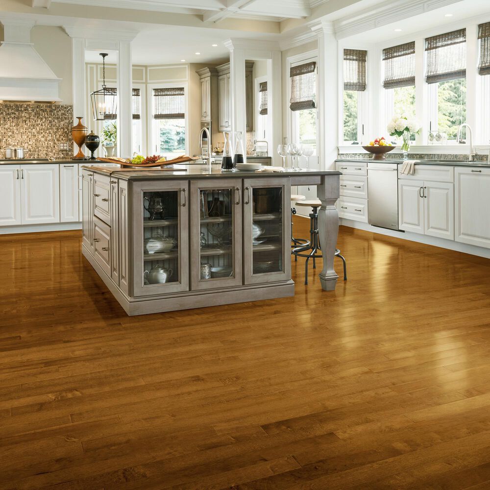 Hartco Prime Harvest Spice Brown Medium Gloss Maple 5&quot; Solid Hardwood, , large