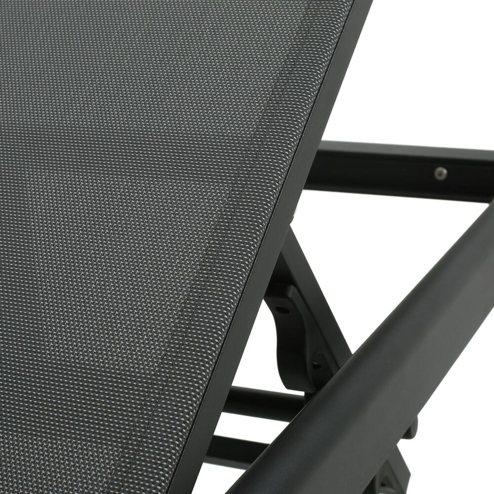 Hearth and Haven Cape Coral Outdoor Chaise Lounge with Adjustable Backrest and Wheels in Black and Gray &#40;Set of 2&#41;, , large