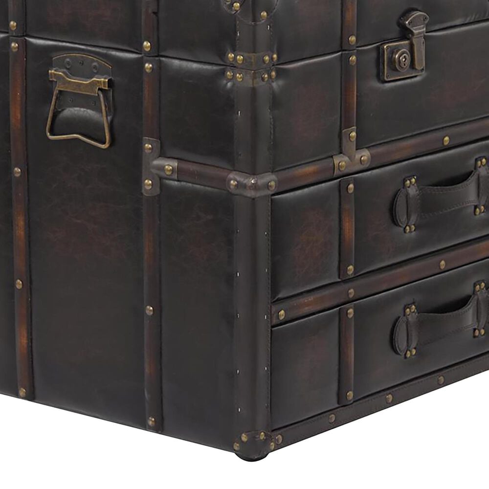 Maple and Jade Vintage 2-Drawer Coffee Table with Buckle Hinged Top in Hickory Brown, , large