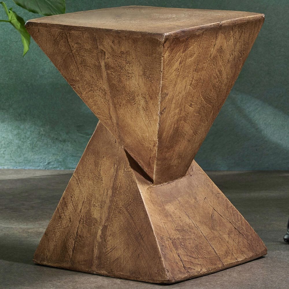 Hearth and Haven Tess Outdoor Twist-Shape Side Table in Natural, , large