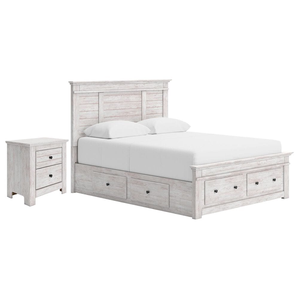 Ashley Makidern 2 Piece Queen Storage Bedroom Set with Six Drawers in Whitewash, , large