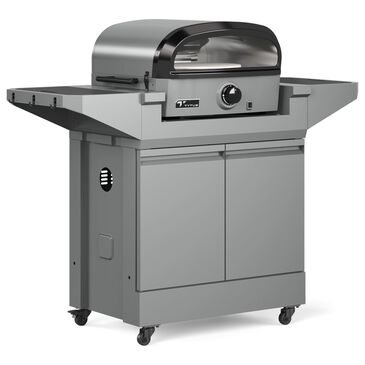 Tytus Emberwood Grill and Prep Cart with Gas Tabletop Pizza Oven in Gunmetal Gray, , large