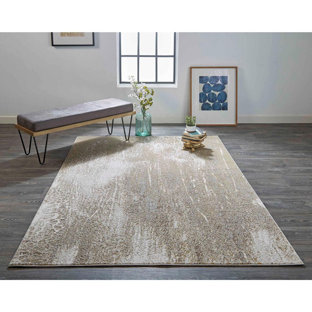 Feizy Aura 10&#39; x 13&#39;2&quot; Ivory and Gold Area Rug, , large