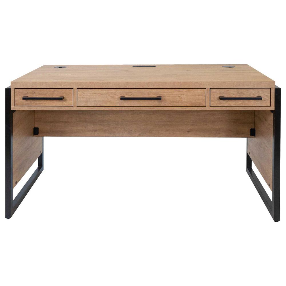 Wycliff Bay Mason 3-Drawer Writing Desk in Monarca and Dark Bronze, , large