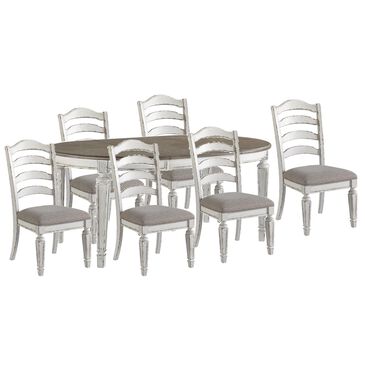 Ashley Realyn 7-Piece Round to Oval Dining Set in Chipped White, , large