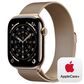 Apple Watch Series 11 (GPS+Cellular) 46mm Titanium Case with Milanese Loop - M/L in Gold and 2-Year AppleCare+, , large