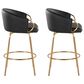 LumiSource Claire Swivel Counter Stool with Black Faux Leather Upholstery in Gold (Set of 2), , large