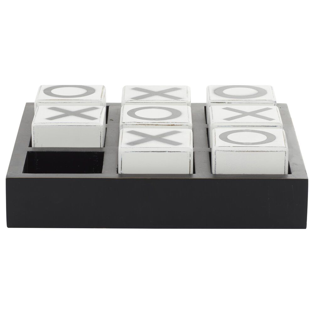 Maple and Jade 4&quot; x 14&quot; Tic Tac Toe Game Set in Black and White, , large