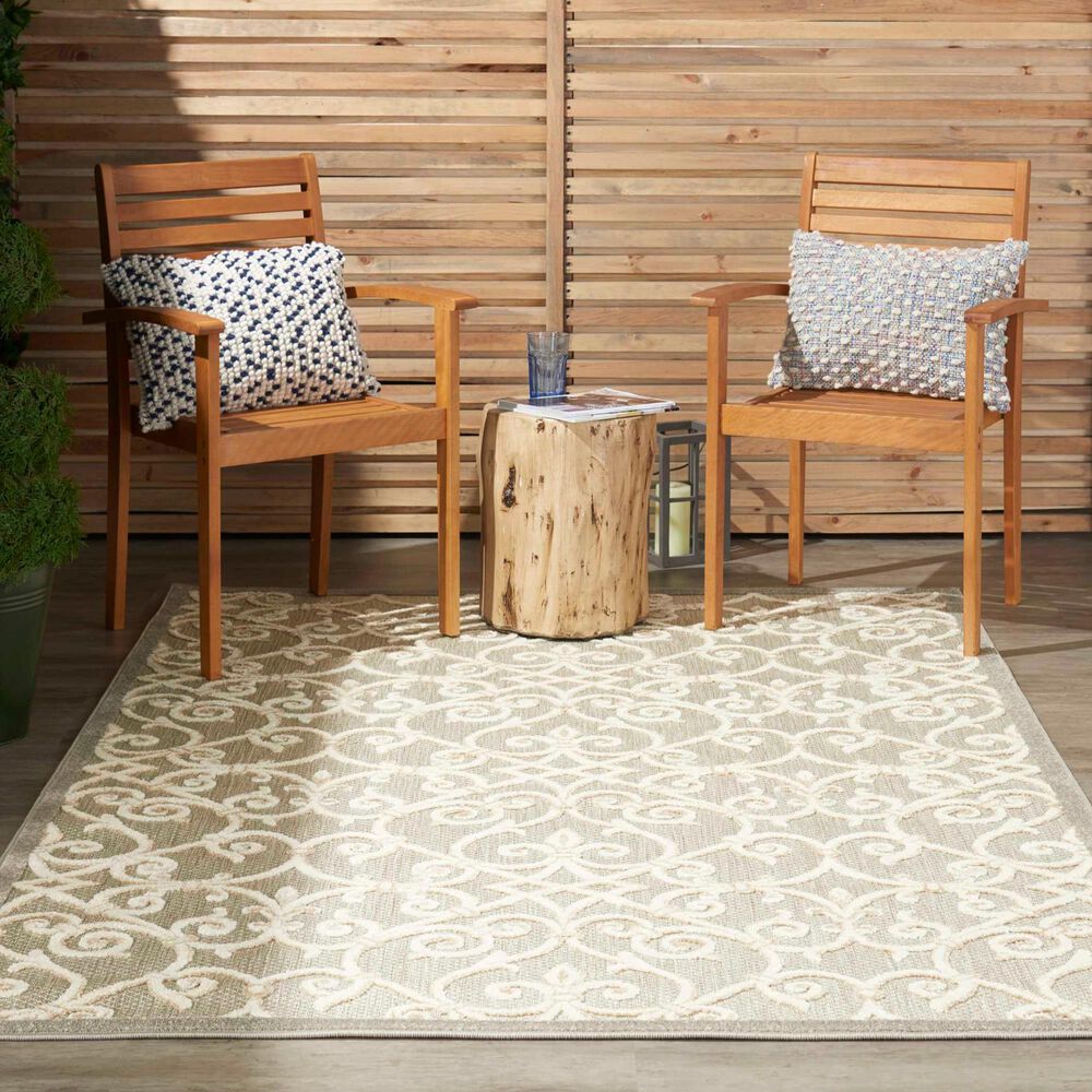 Nourison Aloha Damask 3&#39;6&quot; x 5&#39;6&quot; Natural Indoor/Outdoor Area Rug, , large