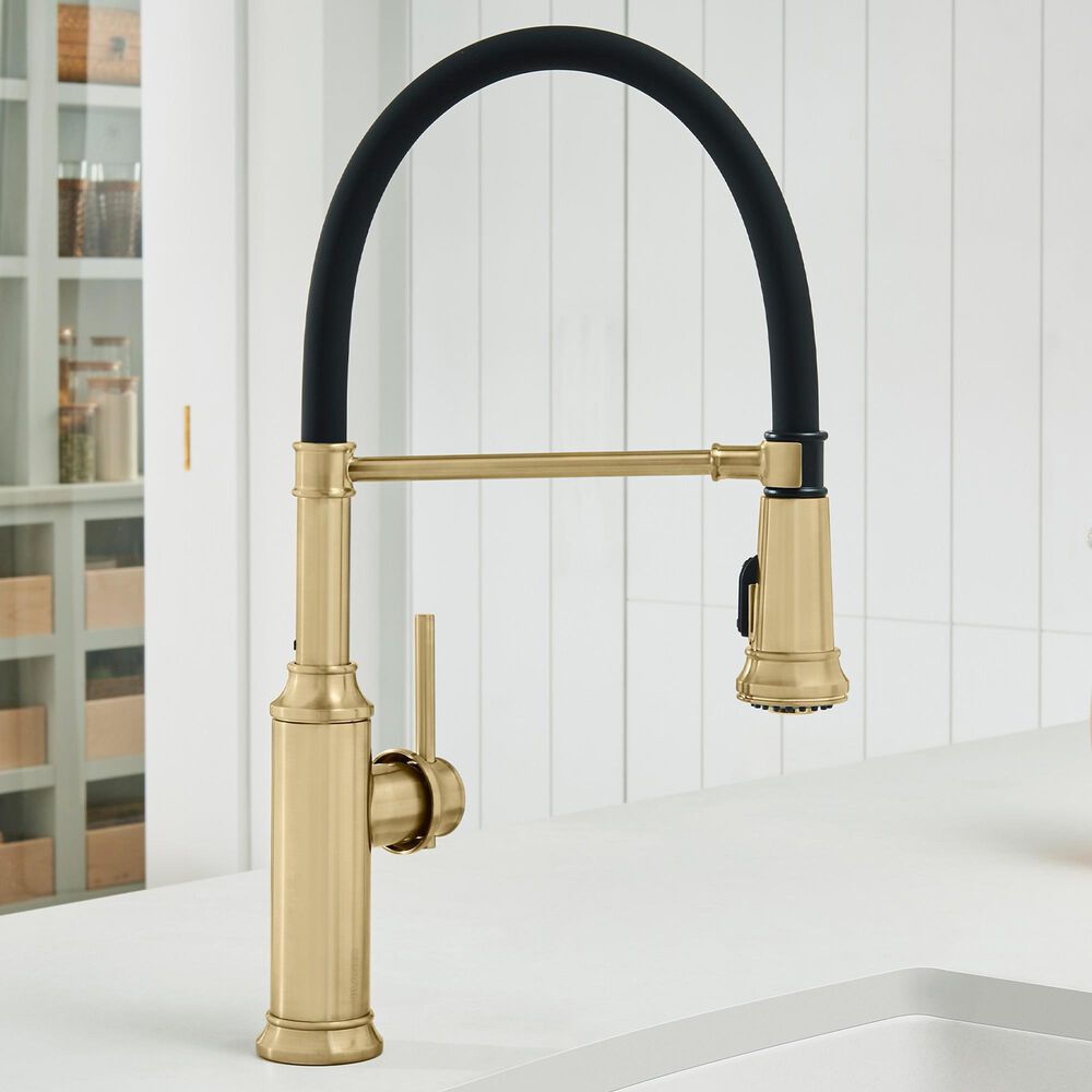 Blanco Empressa Semi Pro Kitchen Faucet 1.5 GPM in Satin Gold and Matte Black, , large
