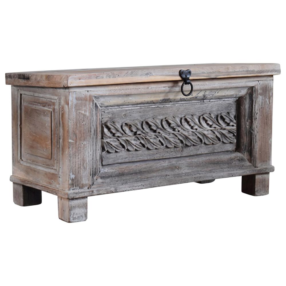 Jaipur Home One of a Kind Old World Treasure Storage Trunk in Brown and weathered Grey, , large