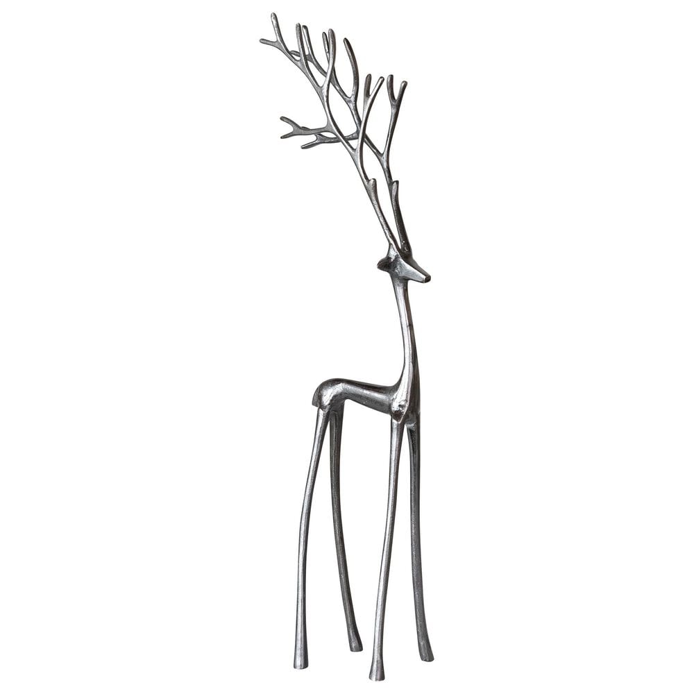 Creative Coop Tall Cast Aluminum Reindeer Sculpture in Gunmetal, , large